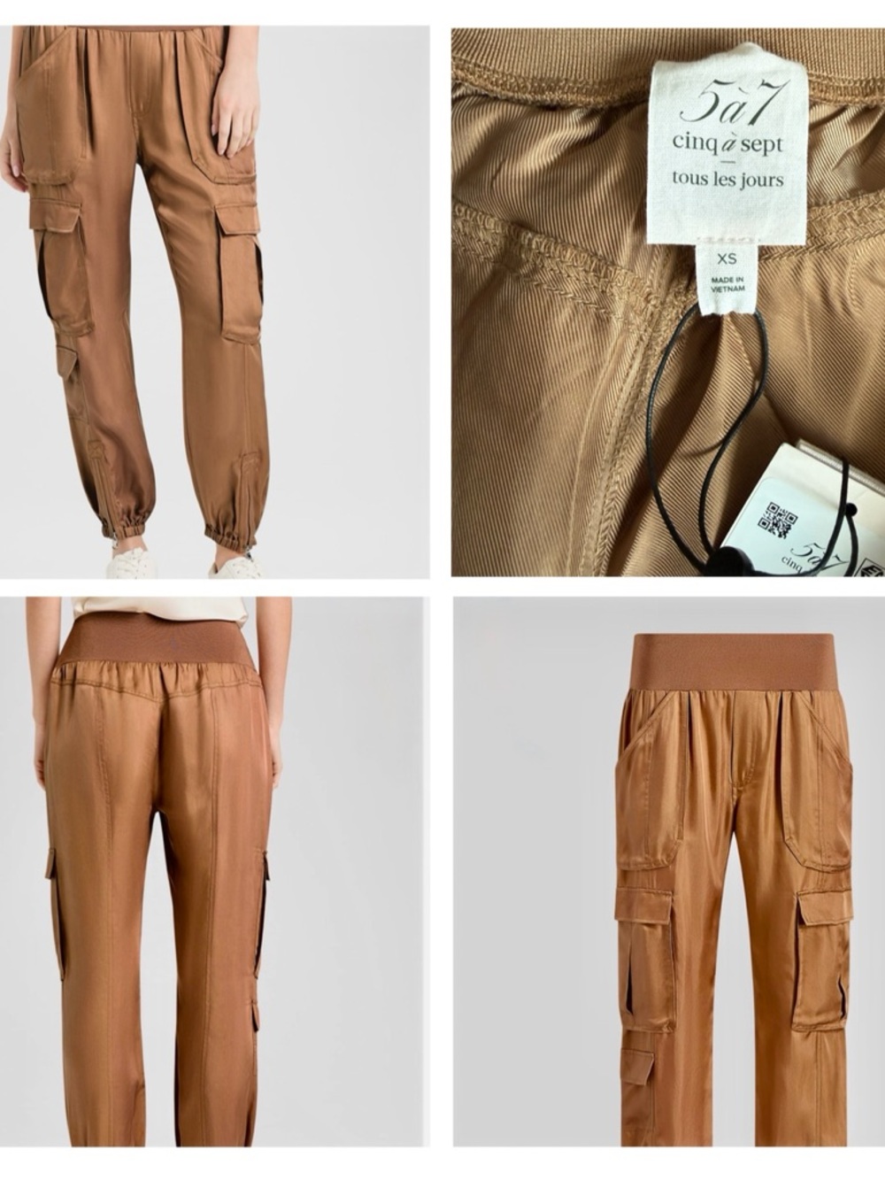 cinq a sept caramel cargo joggers